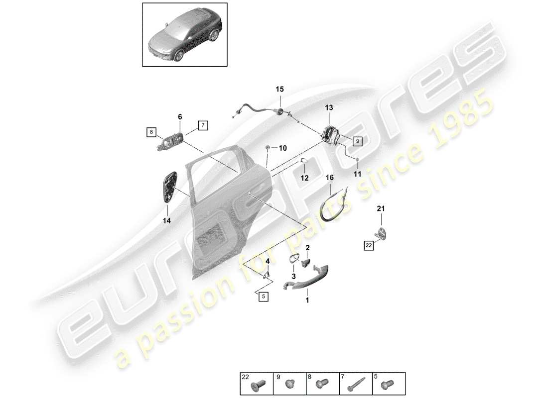 porsche cayenne e3 (2019) door handle, outer part diagram