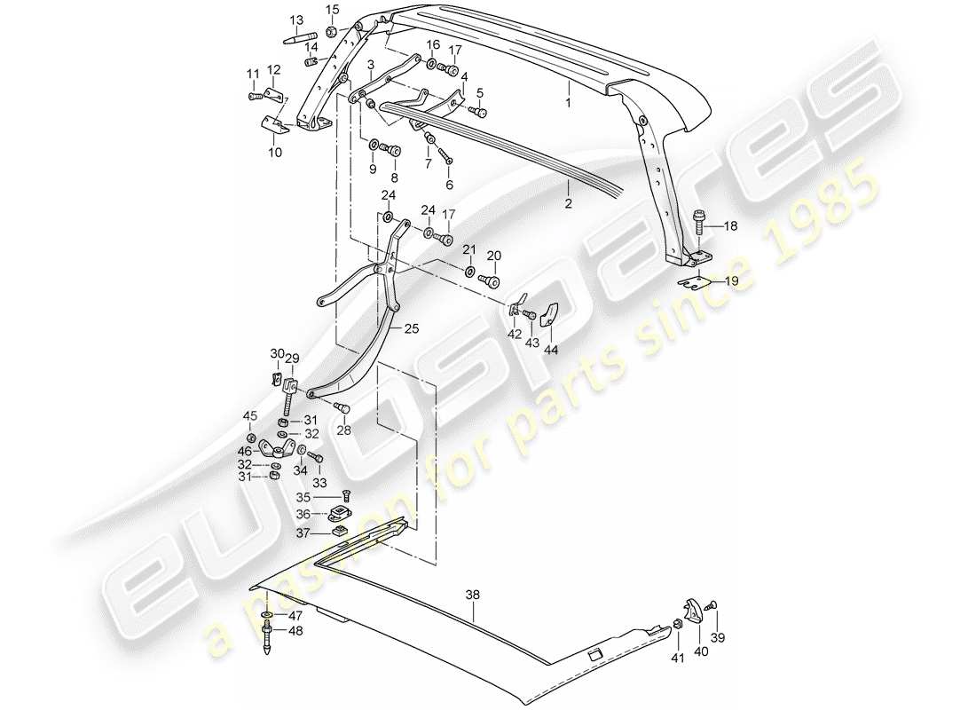 porsche 993 (1998) top frame - single parts part diagram