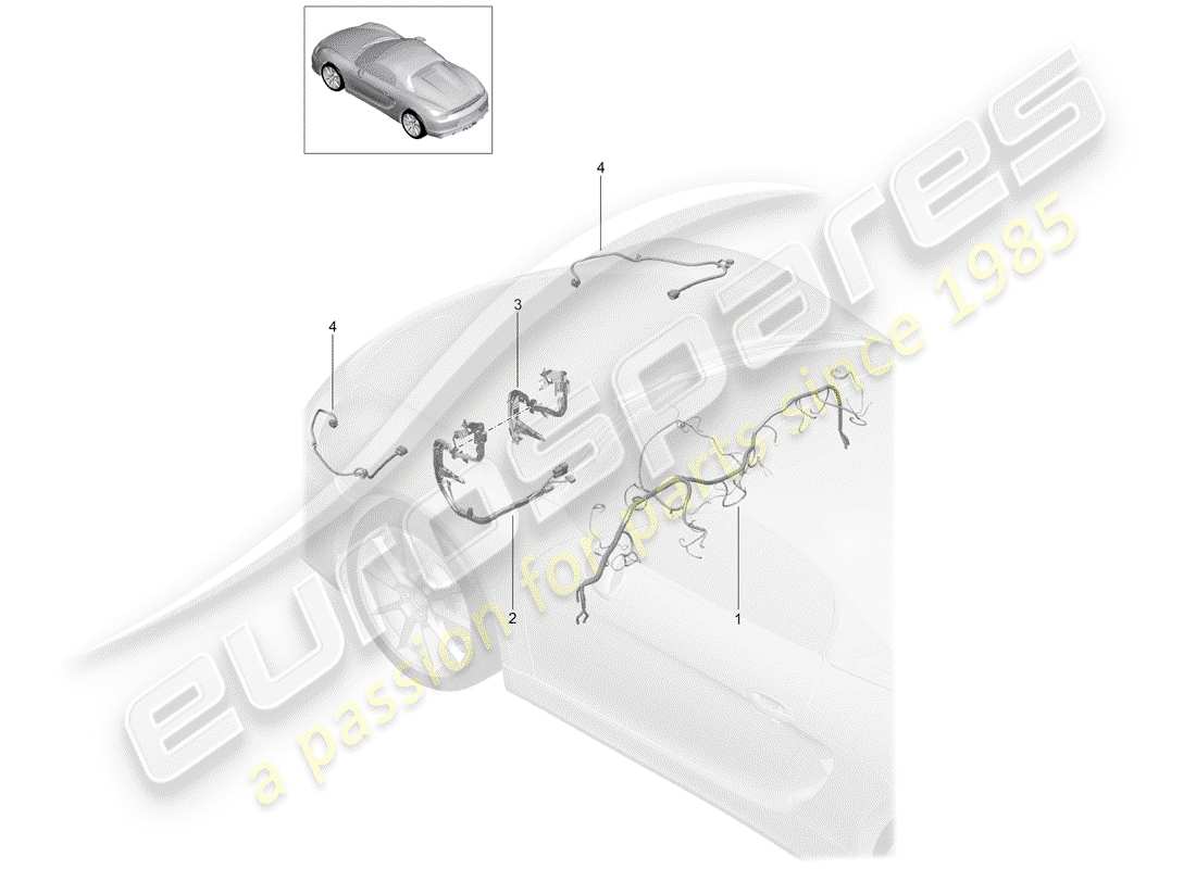 porsche boxster spyder (2016) wiring harnesses part diagram