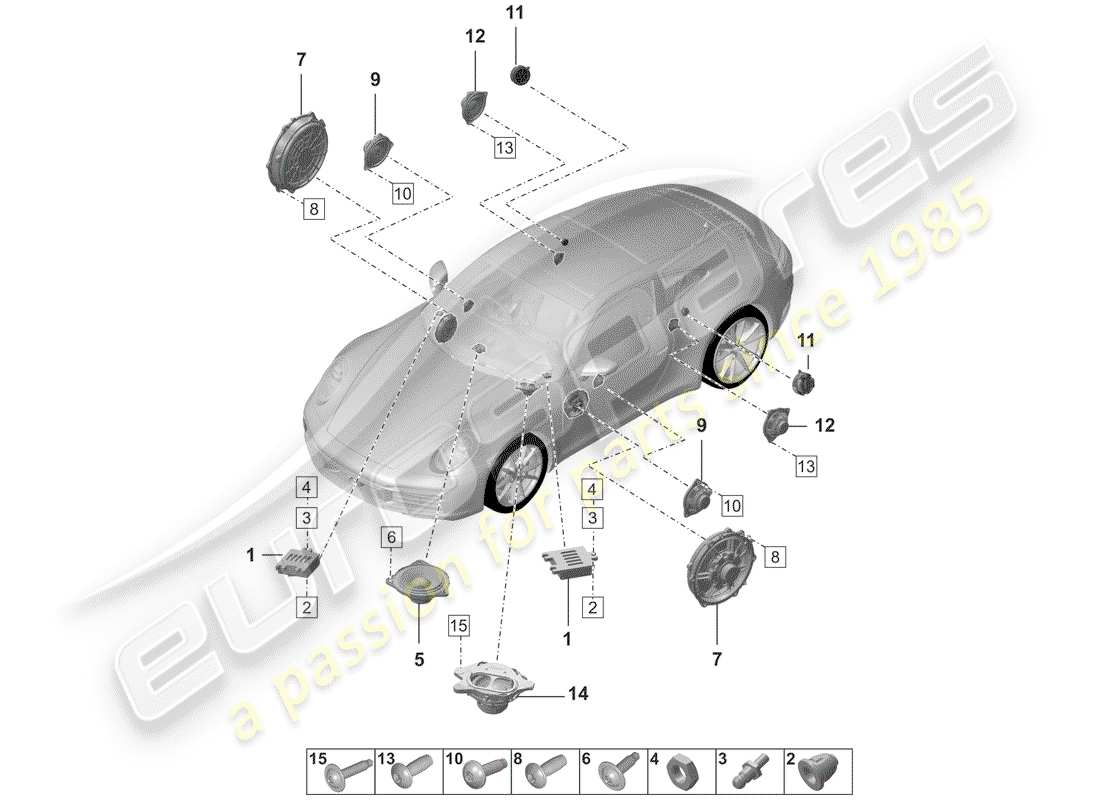 porsche 2020 loudspeaker part diagram