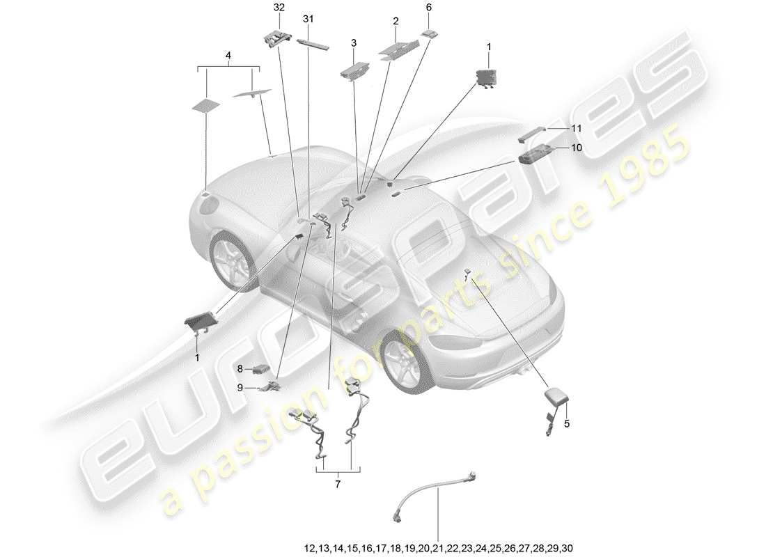 porsche 718 cayman (2017) antenna part diagram