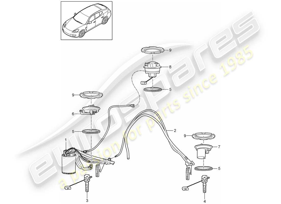 porsche panamera 970 (2010) fuel tank part diagram