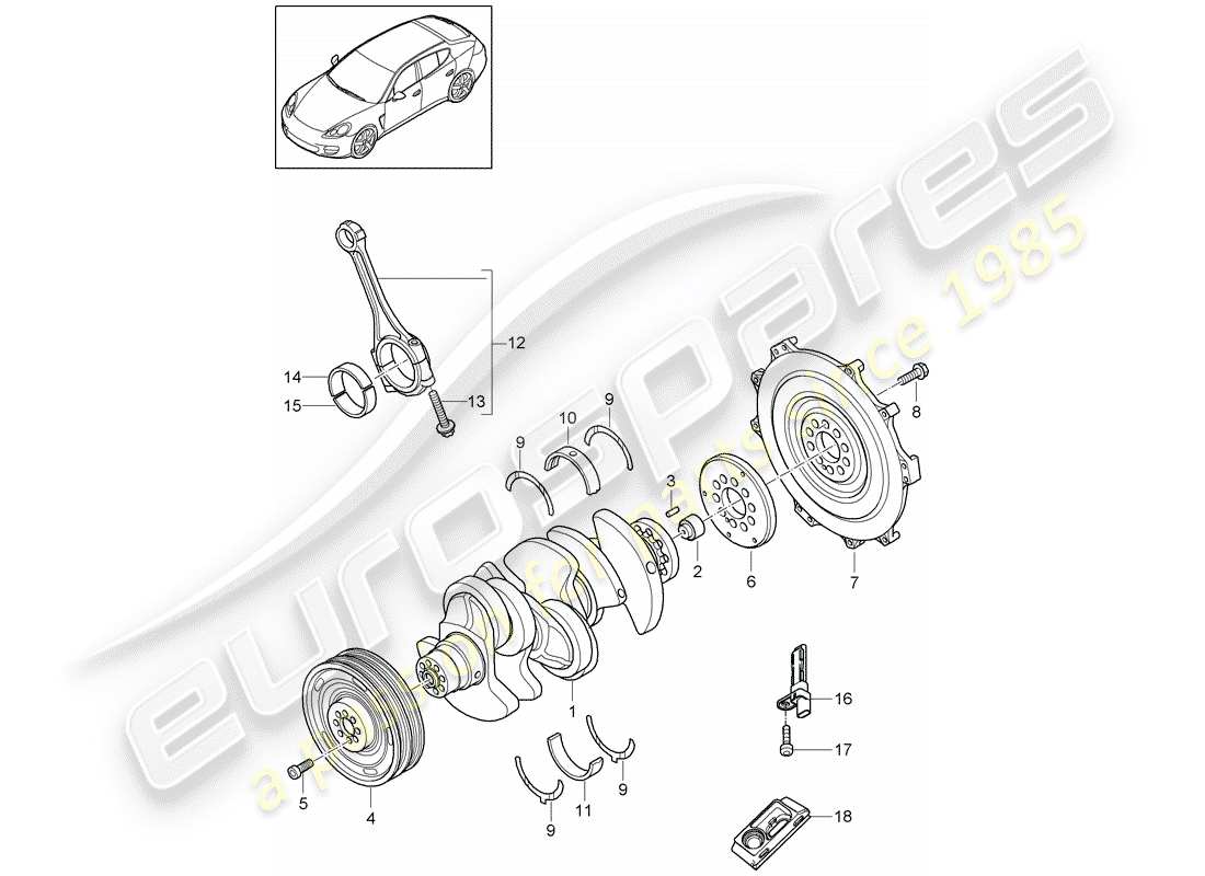 porsche panamera 970 (2010) crankshaft part diagram