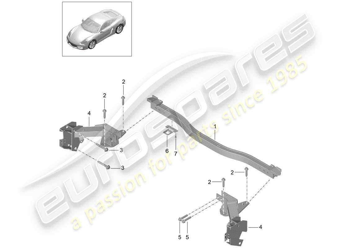 porsche cayman 981 (2014) cross member part diagram