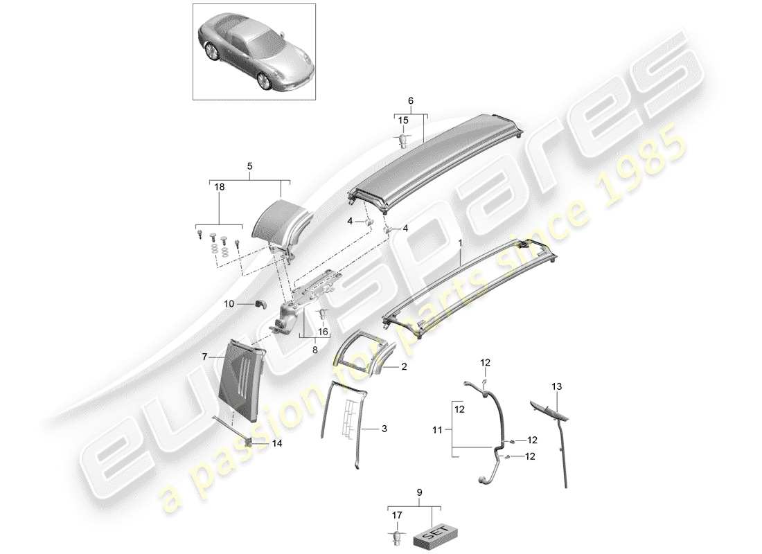 porsche 991 (2015) trim part diagram