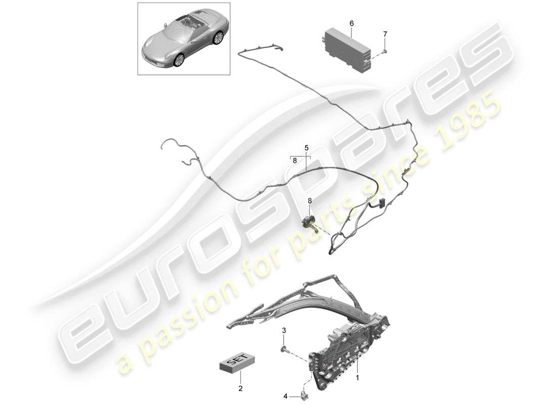 porsche 991 (2015) top frame part diagram