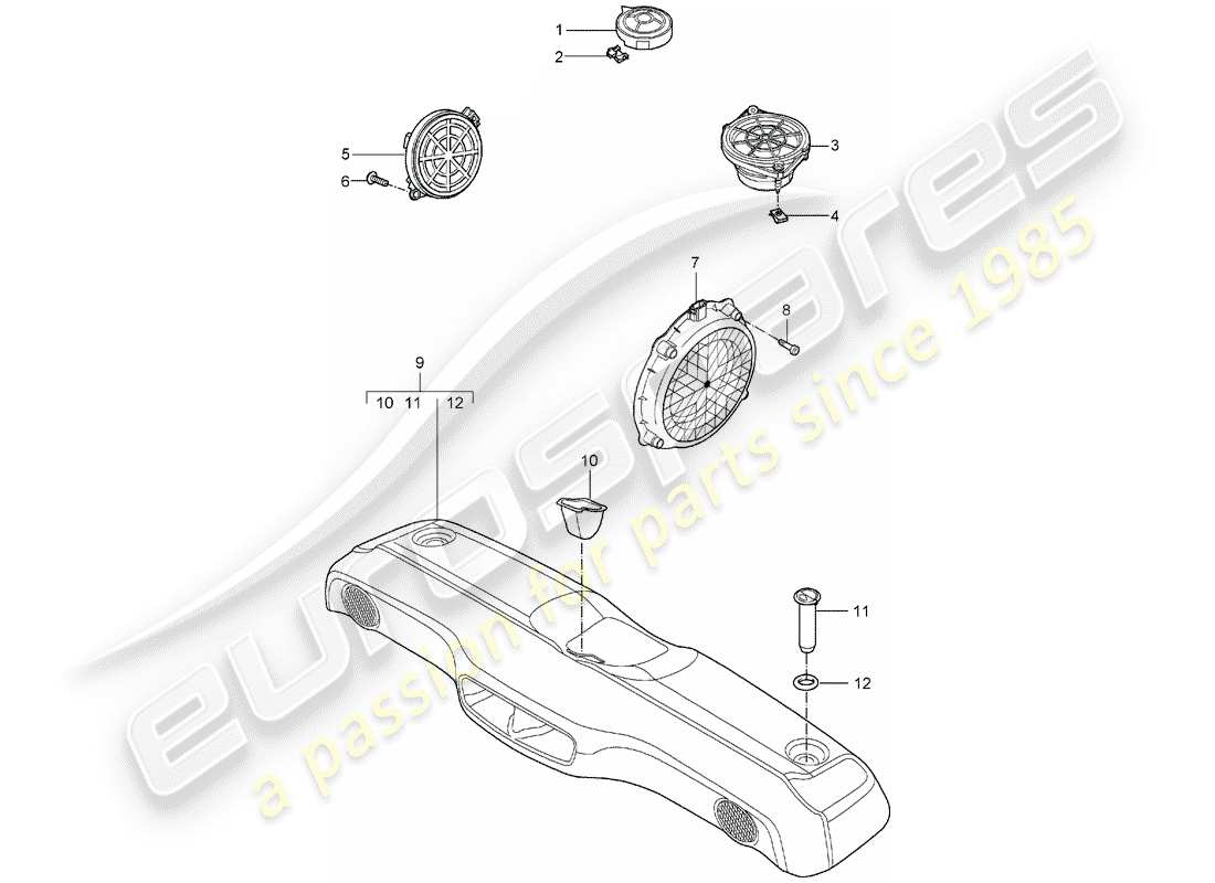 porsche boxster 987 (2006) loudspeaker part diagram