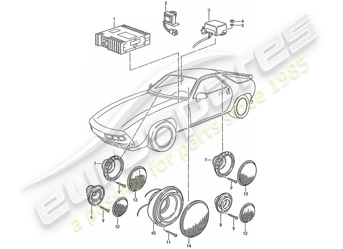 porsche 928 (1987) sound system - with: - amplifier - d - mj 1989>> part diagram