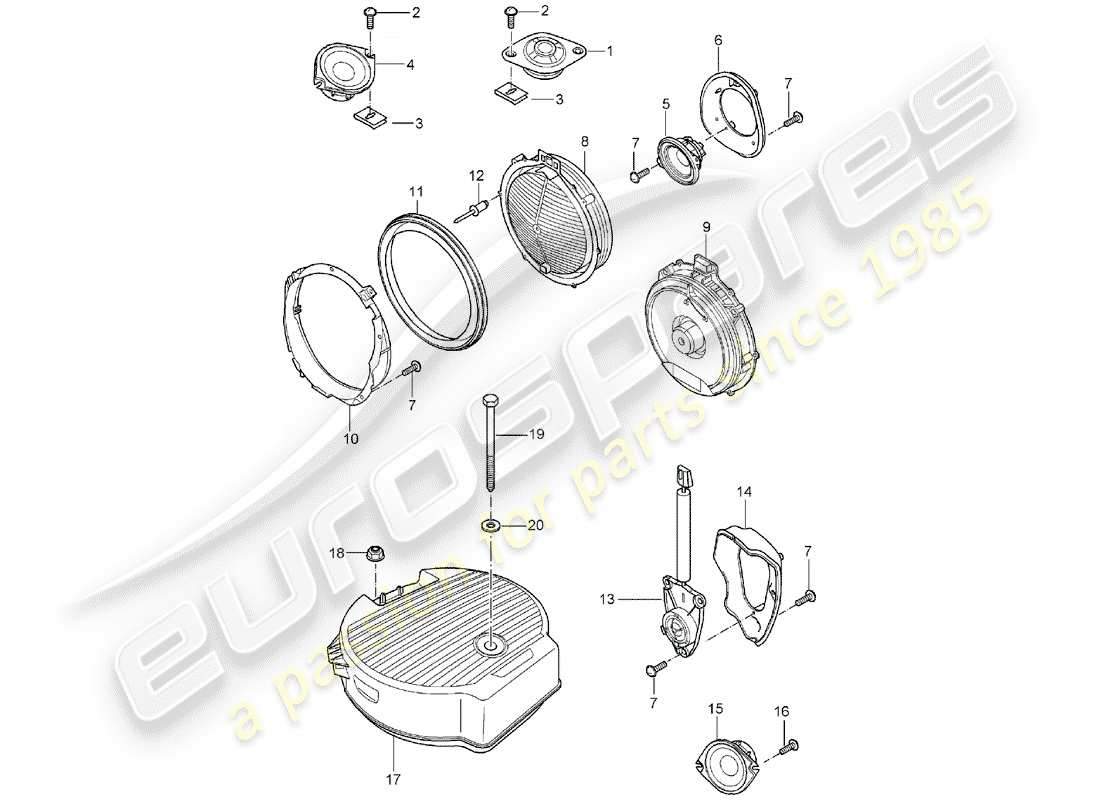 porsche cayenne (2003) loudspeaker part diagram