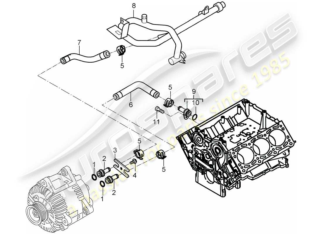 porsche cayenne (2010) water cooling 2 part diagram