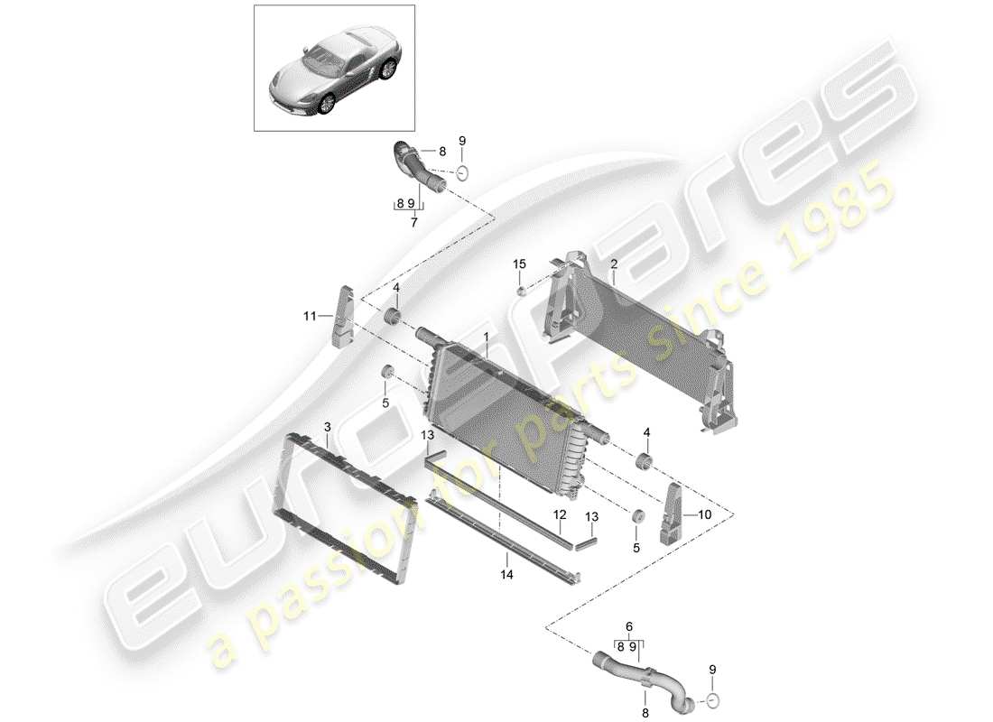 porsche 718 boxster (2017) radiator part diagram