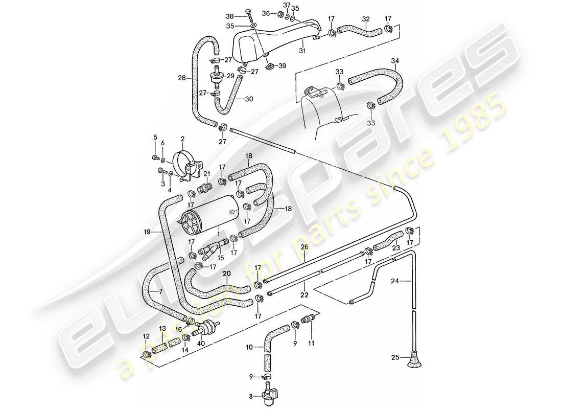 porsche 928 (1987) tank ventilation part diagram