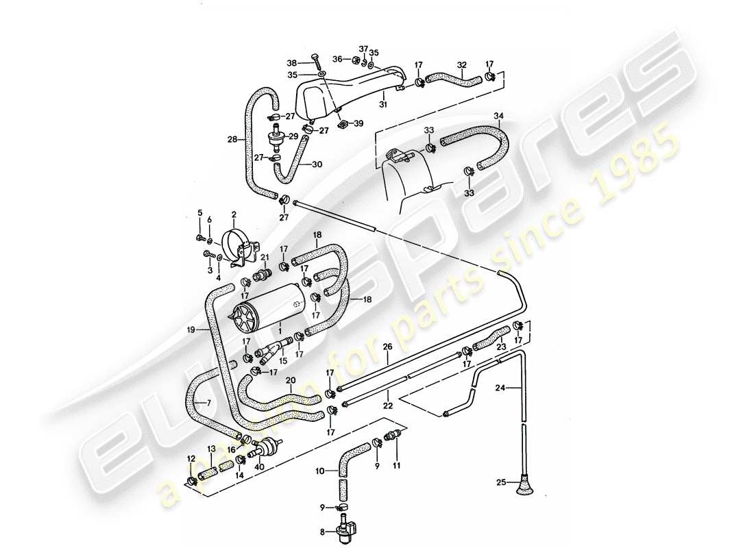 porsche 928 (1992) tank ventilation part diagram