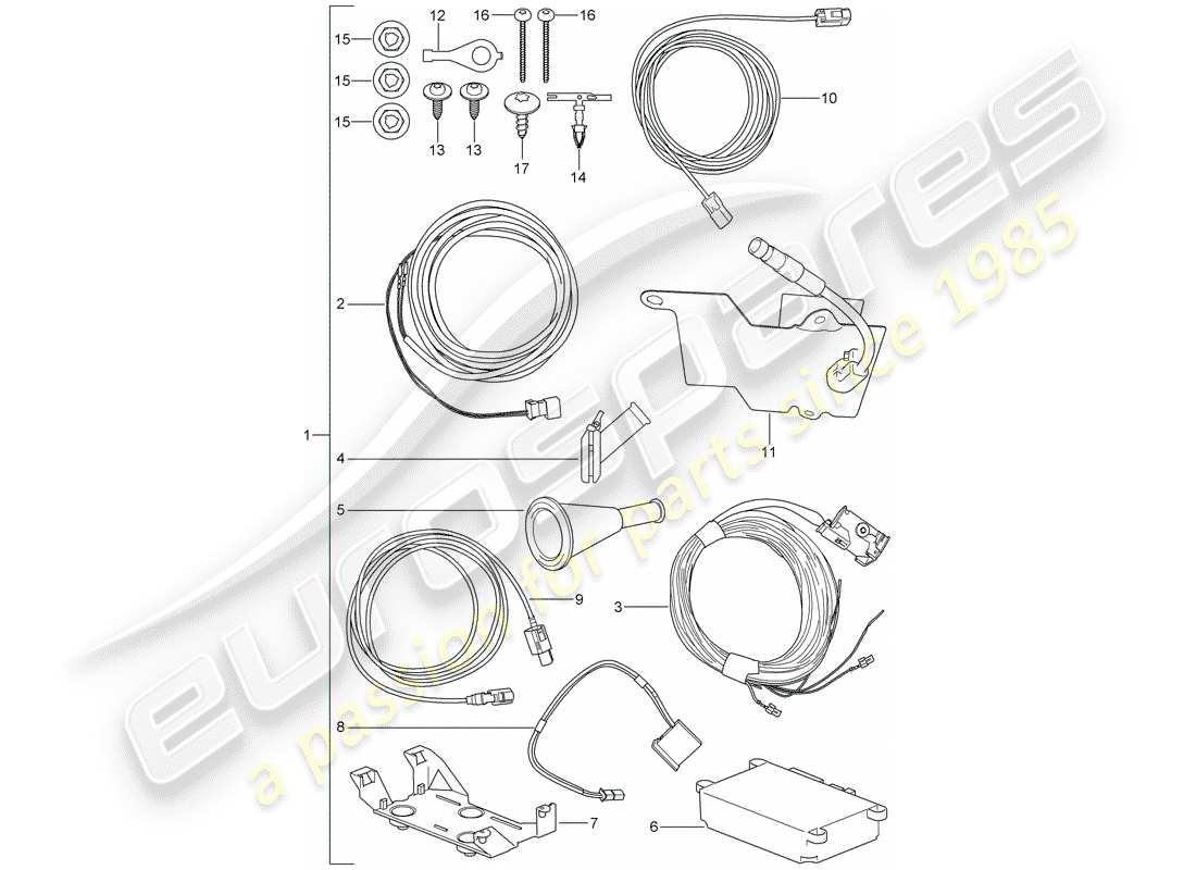 porsche tequipment cayenne (2020) installation kit part diagram