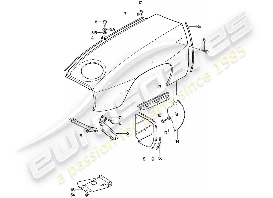 porsche 928 (1979) fender part diagram