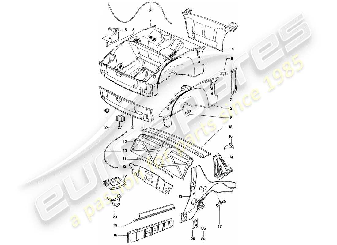 porsche 914 (1974) inner panel part diagram