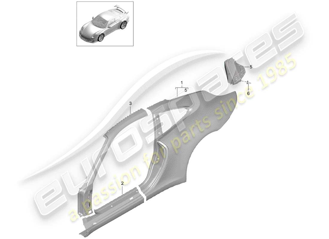 porsche 991r/gt3/rs (2014) side panel part diagram