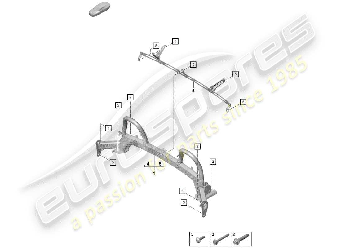 porsche boxster spyder (2020) roll bar part diagram