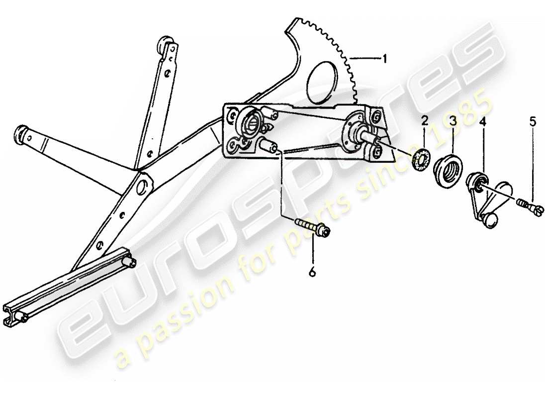 porsche 964 (1990) window regulator - manually part diagram