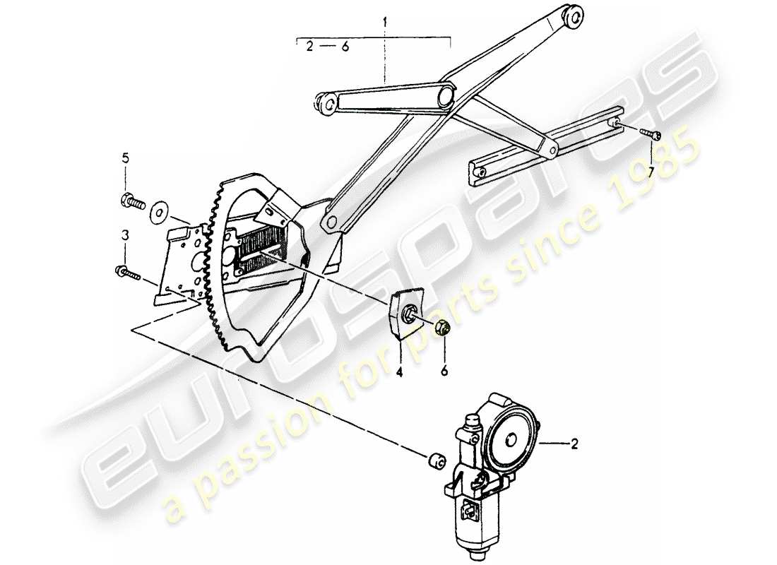 porsche 964 (1991) window regulator - electric part diagram