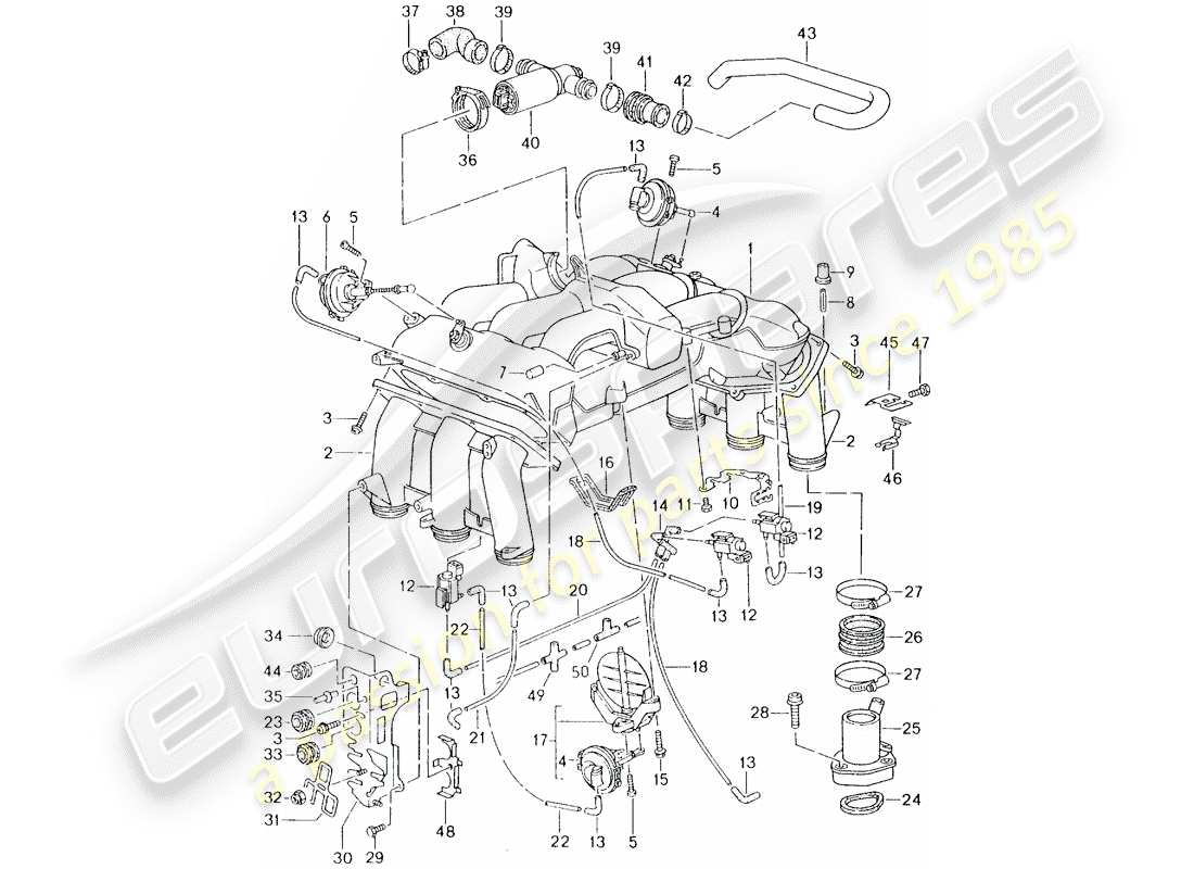 porsche 993 (1998) intake air distributor part diagram