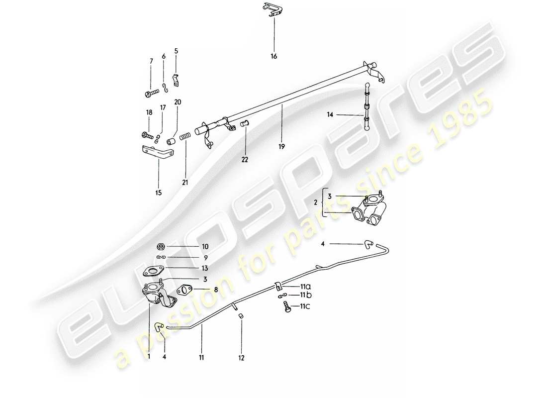 porsche 914 (1974) intake manifold - suction pipe - relay shaft part diagram