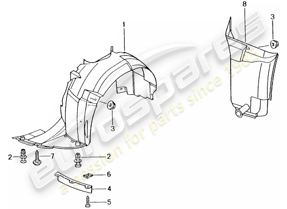 porsche boxster 986 (2004) trim - wheel housing part diagram