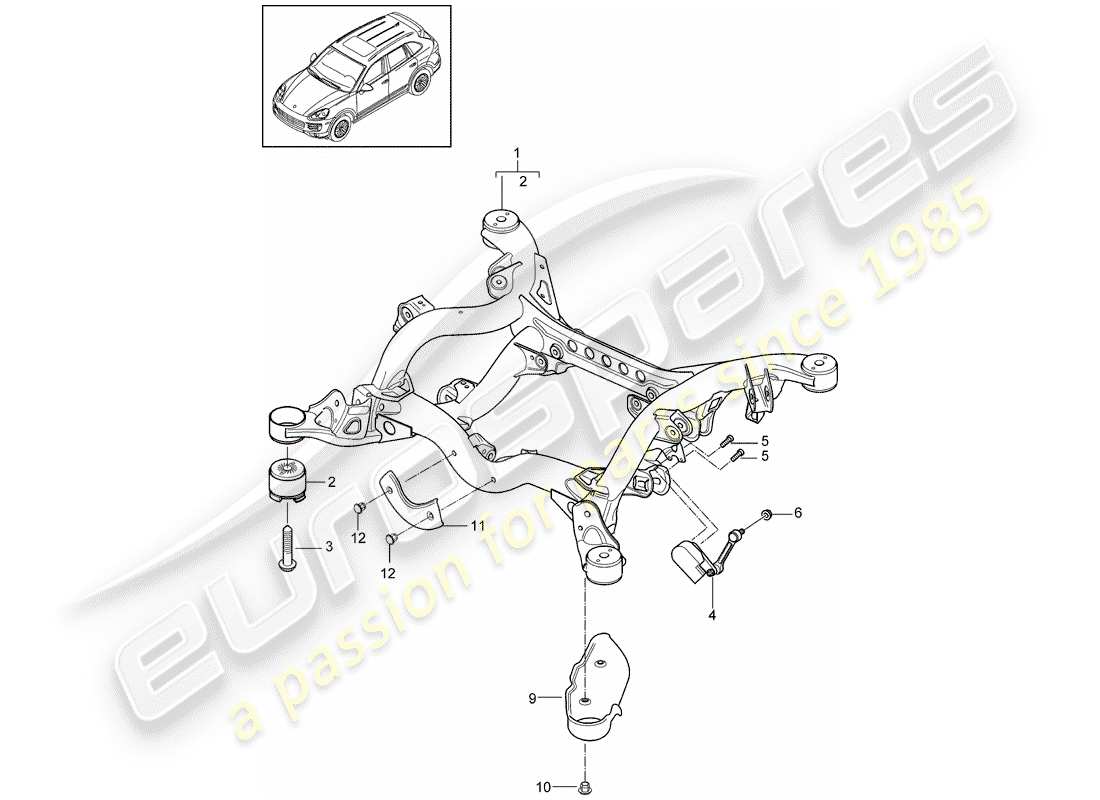 porsche cayenne e2 (2016) rear axle part diagram