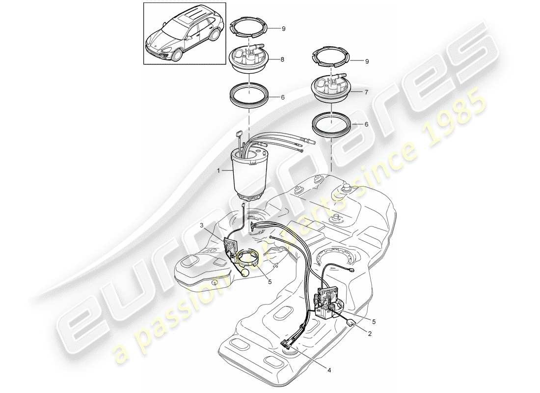 porsche cayenne e2 (2016) fuel tank part diagram