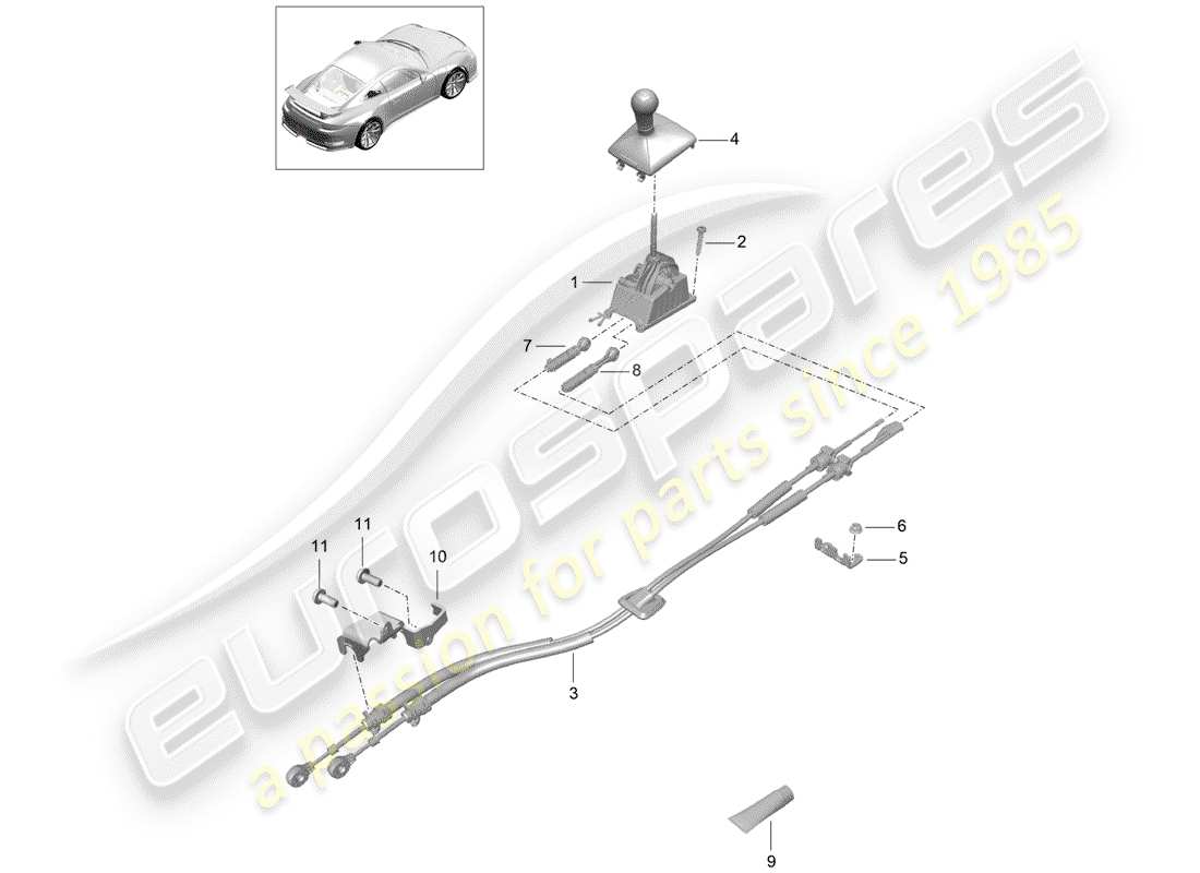 porsche 991r/gt3/rs (2018) shift mechanism part diagram