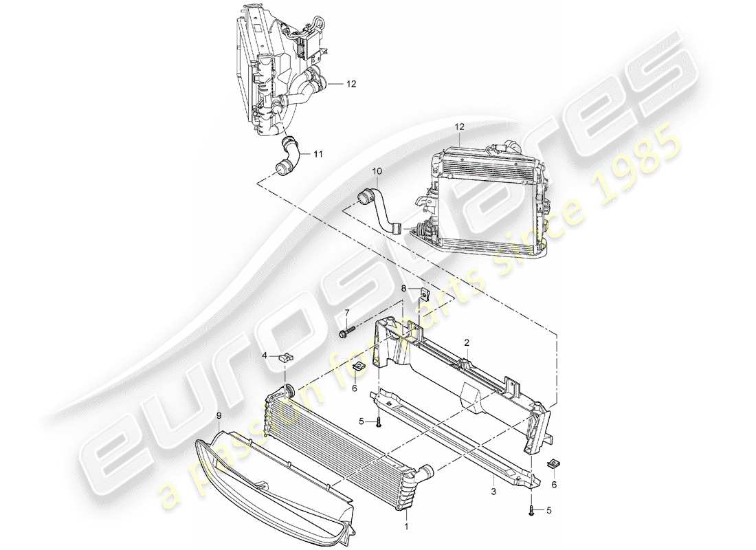 porsche boxster 987 (2006) radiator part diagram