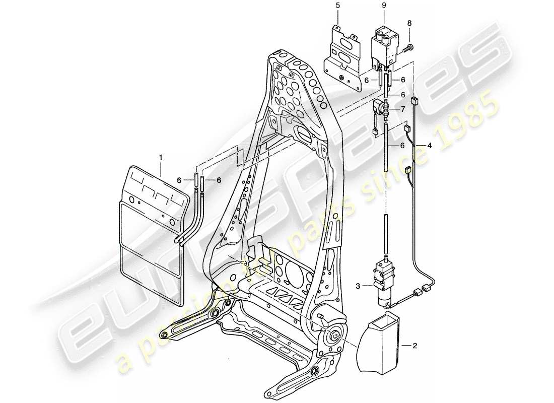 porsche boxster 986 (2004) lumbar support part diagram