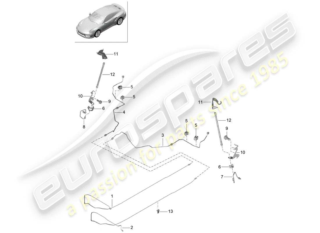 porsche 991 turbo (2014) brake line part diagram