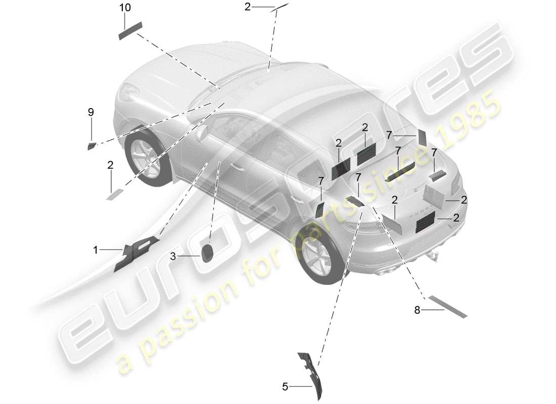 porsche macan (2016) sound absorber part diagram