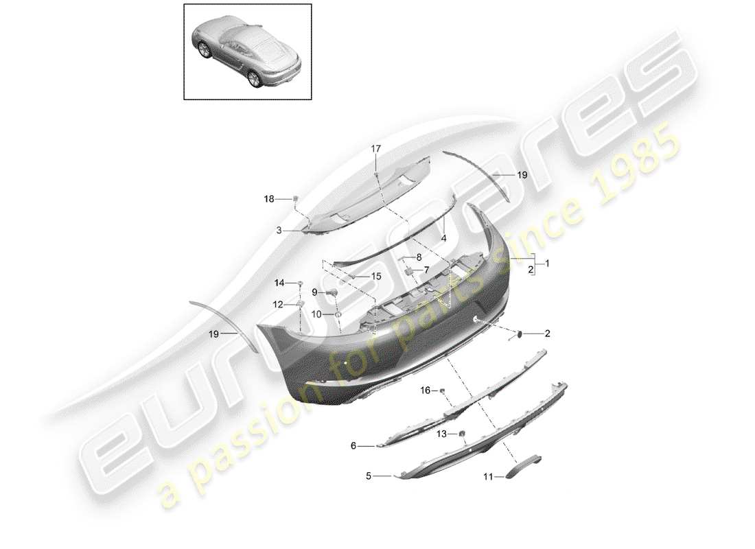 porsche 718 cayman (2020) bumper part diagram