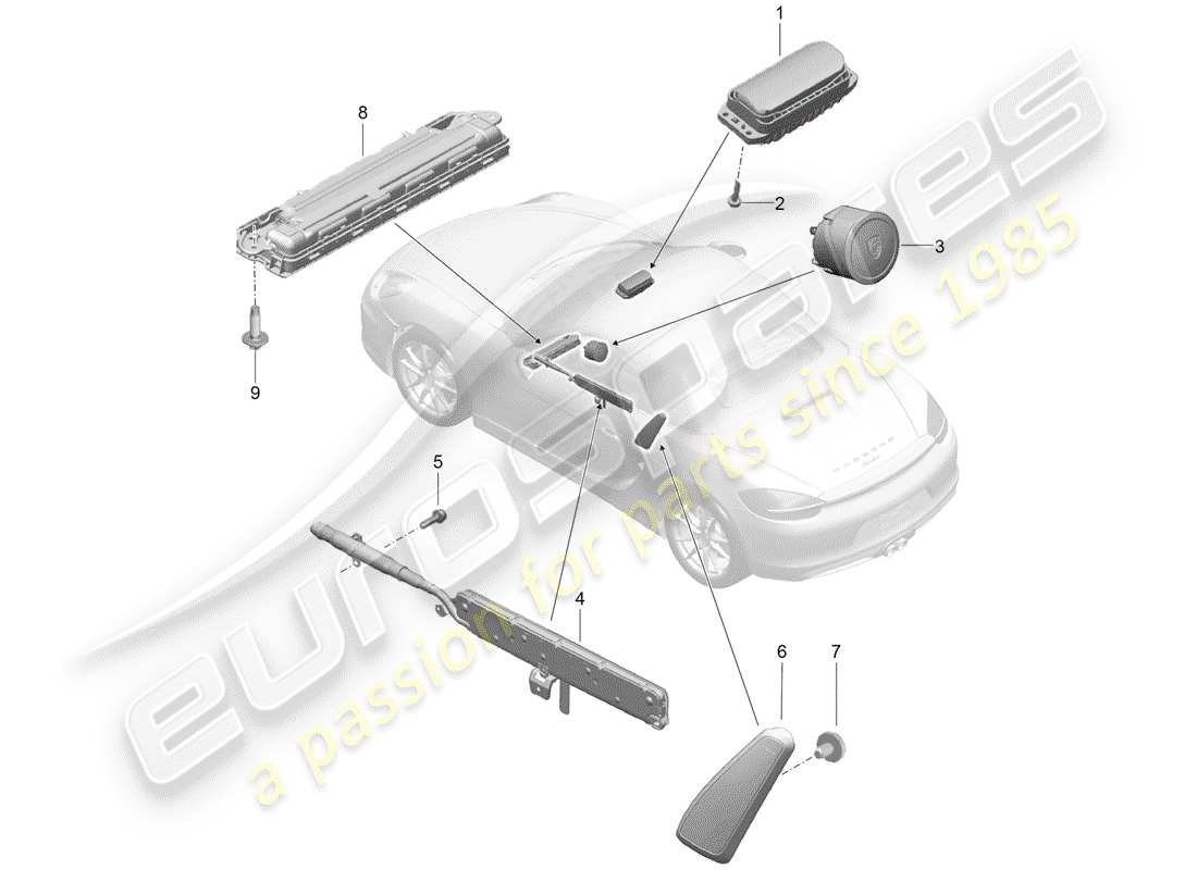 porsche 718 boxster (2017) airbag part diagram