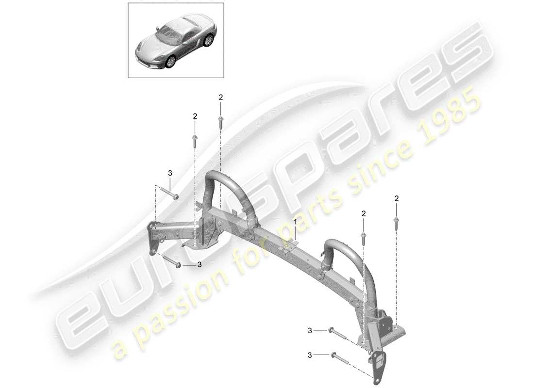 porsche 718 boxster (2017) roll bar part diagram