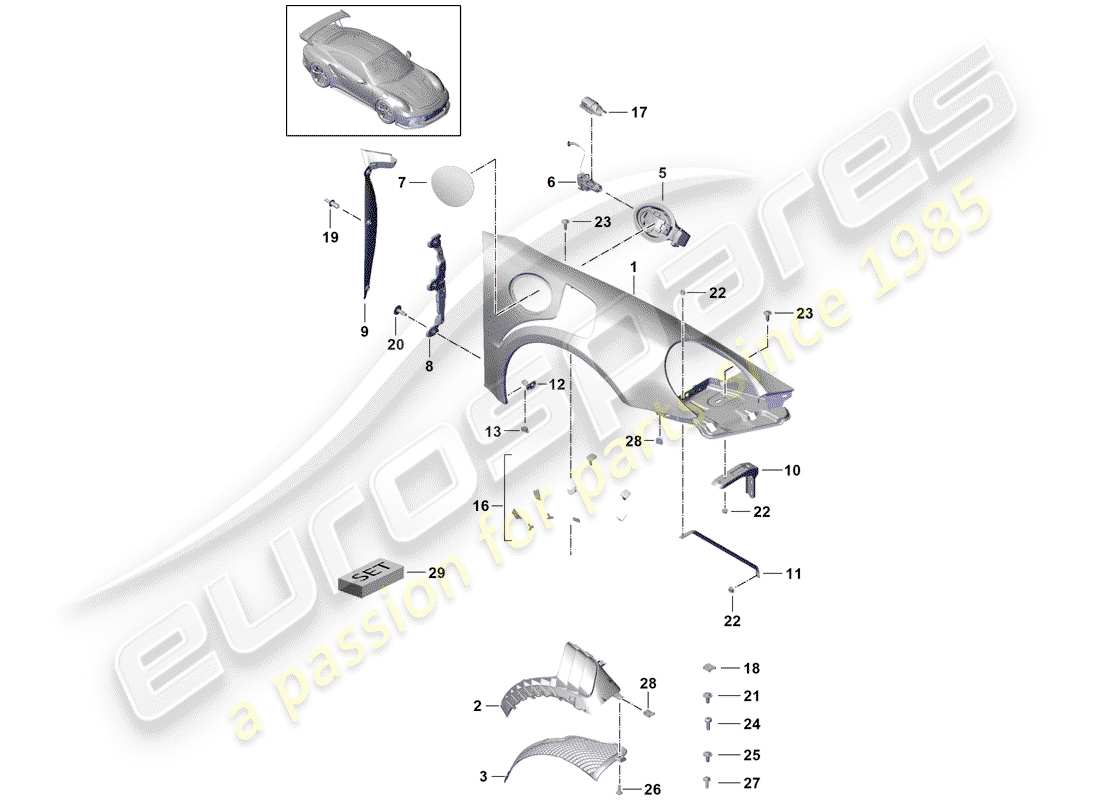 porsche 991r/gt3/rs (2015) fasteners part diagram