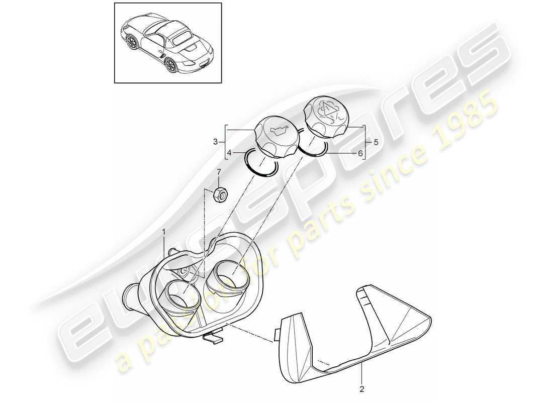 porsche boxster 987 (2012) water cooling 4 part diagram