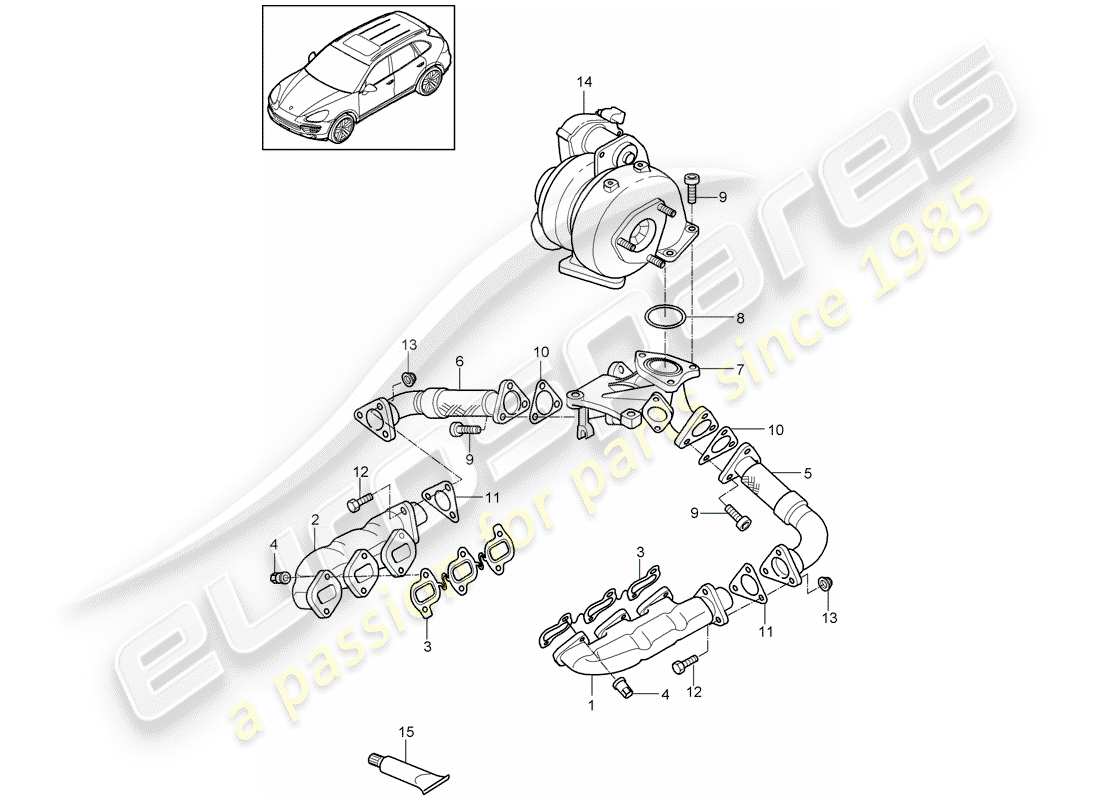 porsche cayenne e2 (2016) exhaust system part diagram