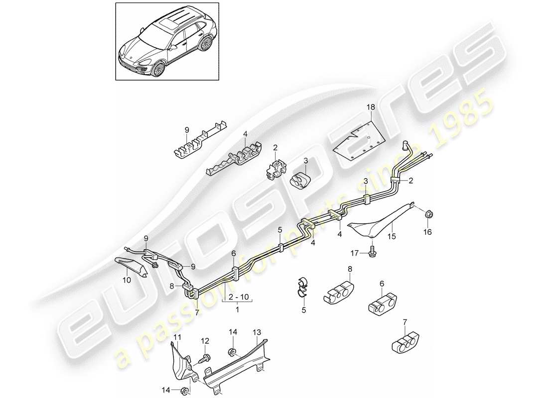 porsche cayenne e2 (2016) fuel line part diagram