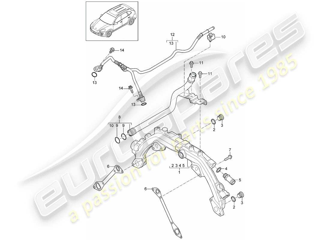 porsche cayenne e2 (2016) water cooling 1 part diagram