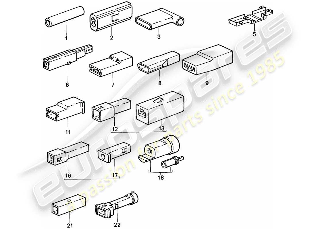 porsche 944 (1986) butt connector - connector housing - single pole part diagram