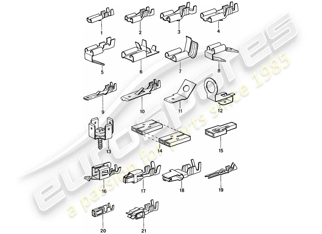 porsche 944 (1988) male blade terminal - push-on connector part diagram