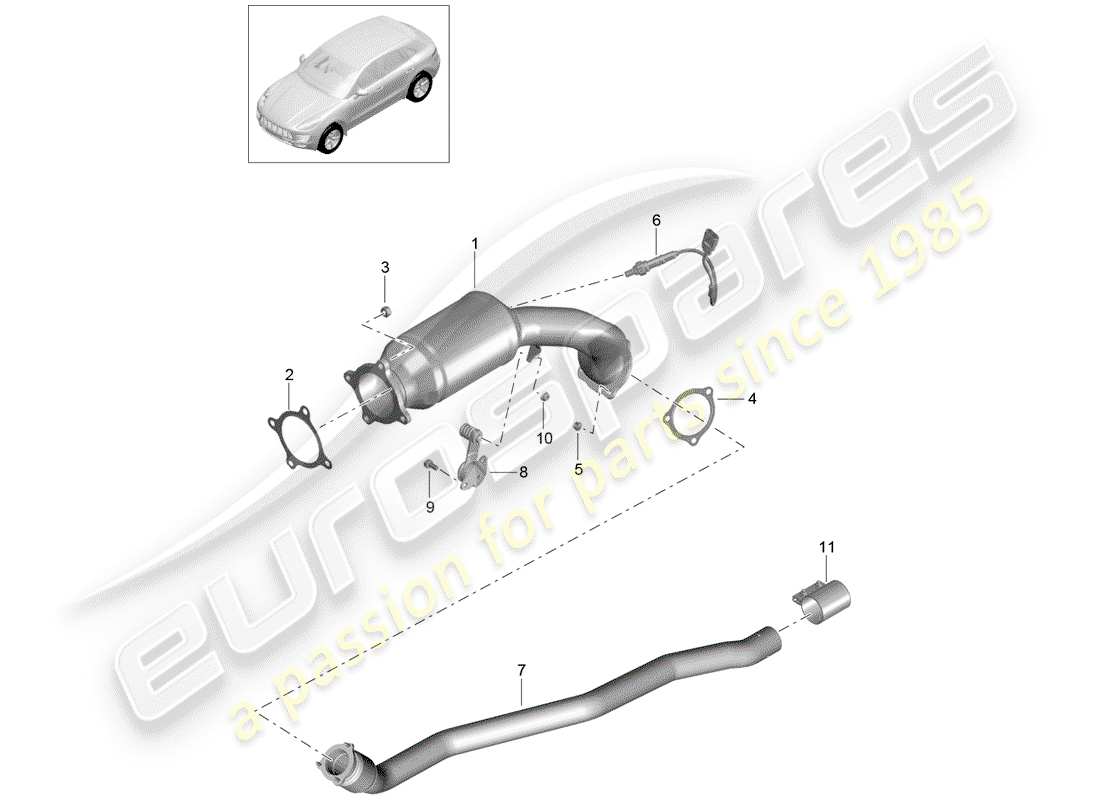 porsche macan (2016) exhaust system part diagram