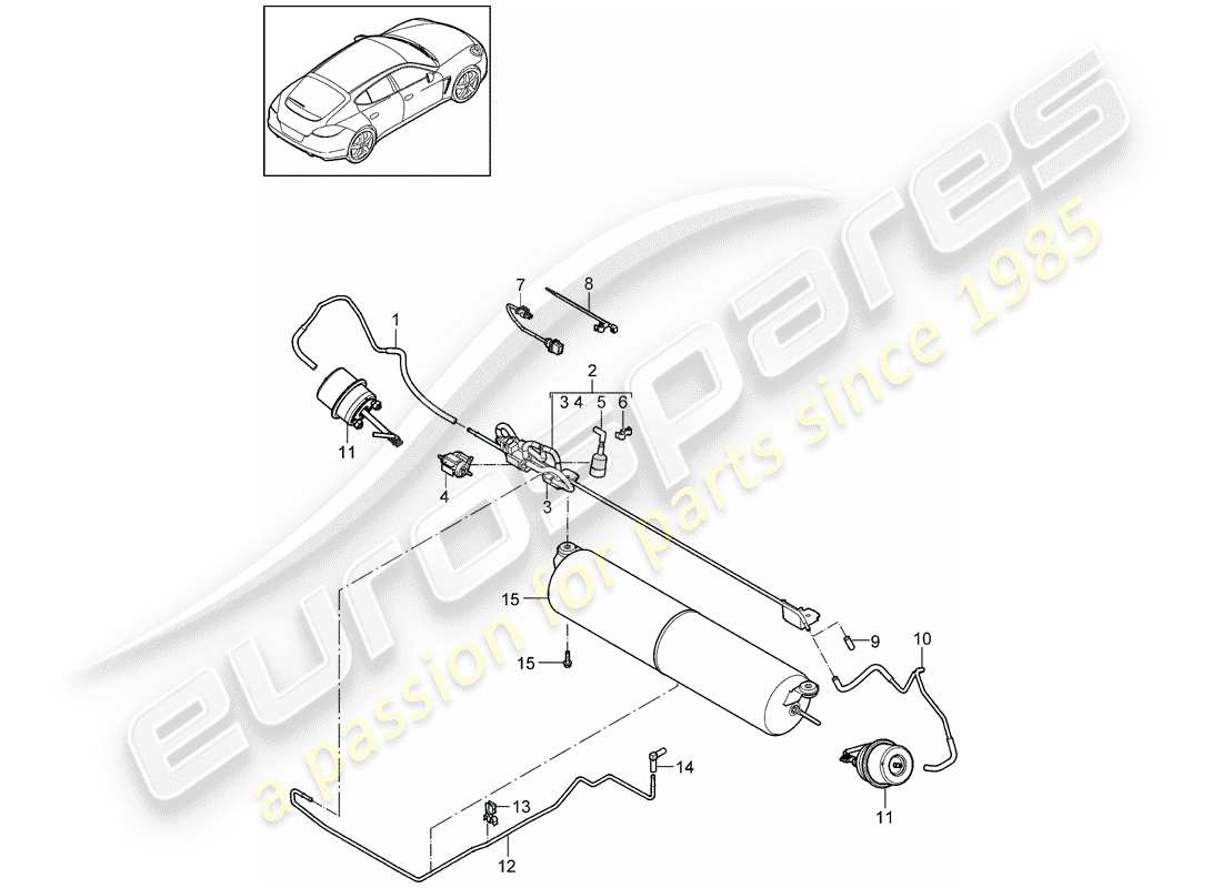 porsche panamera 970 (2010) exhaust system part diagram