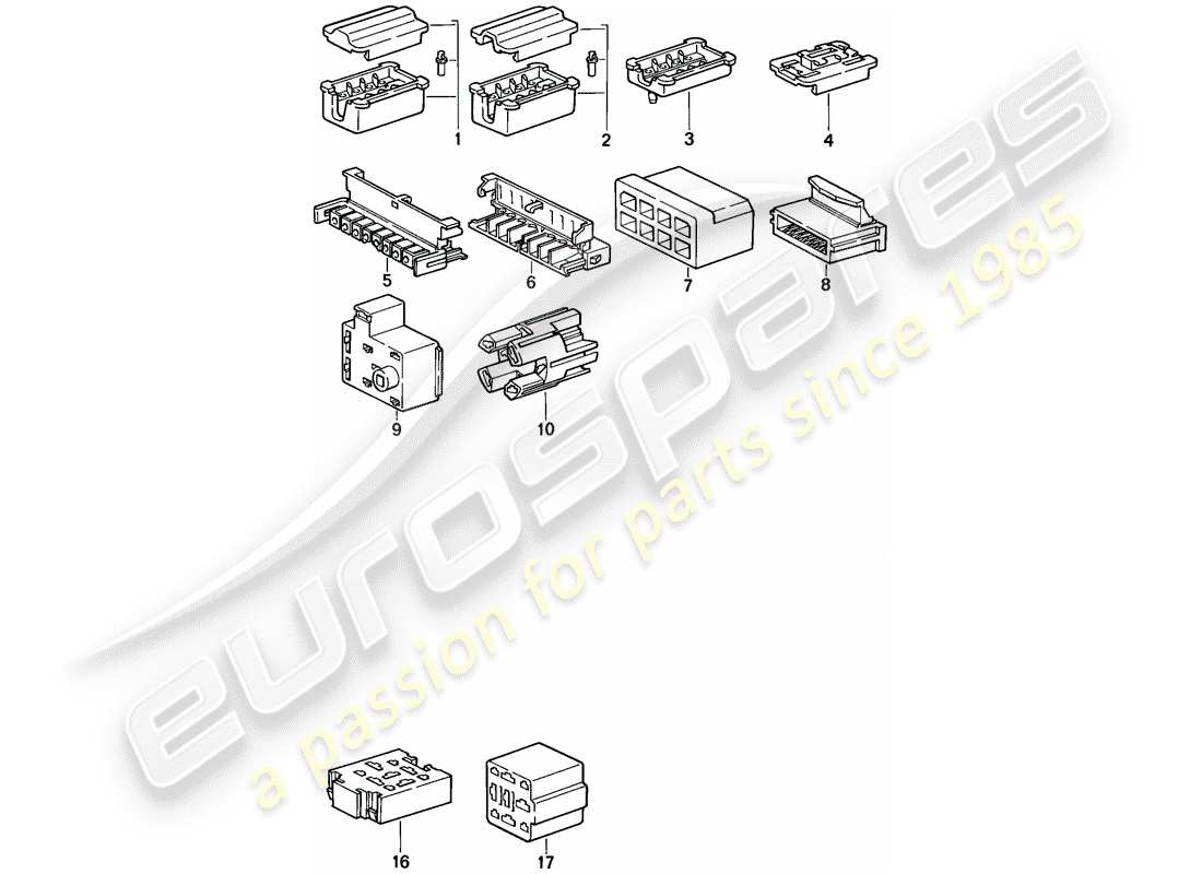 porsche 944 (1986) connector housing - 8-pole - 9-pole part diagram