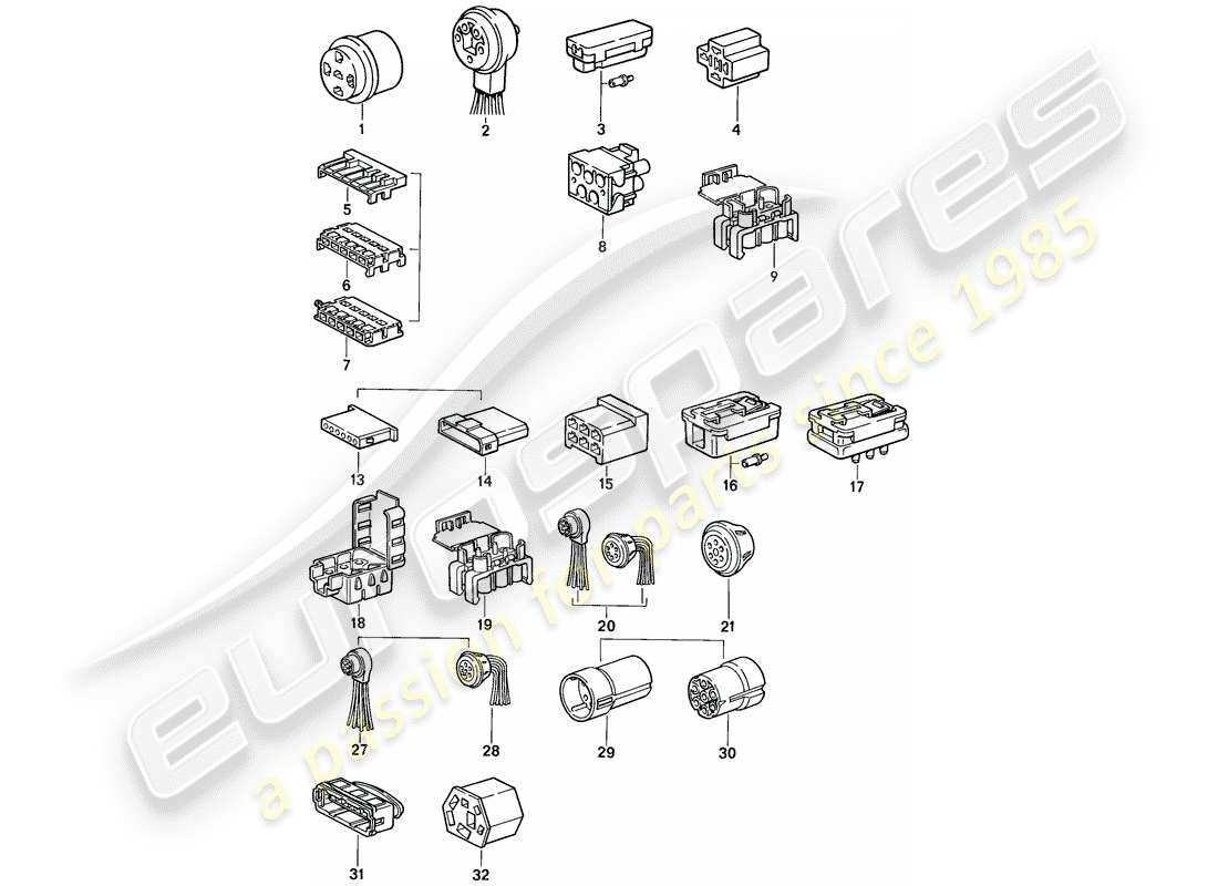 porsche 944 (1988) connector housing part diagram