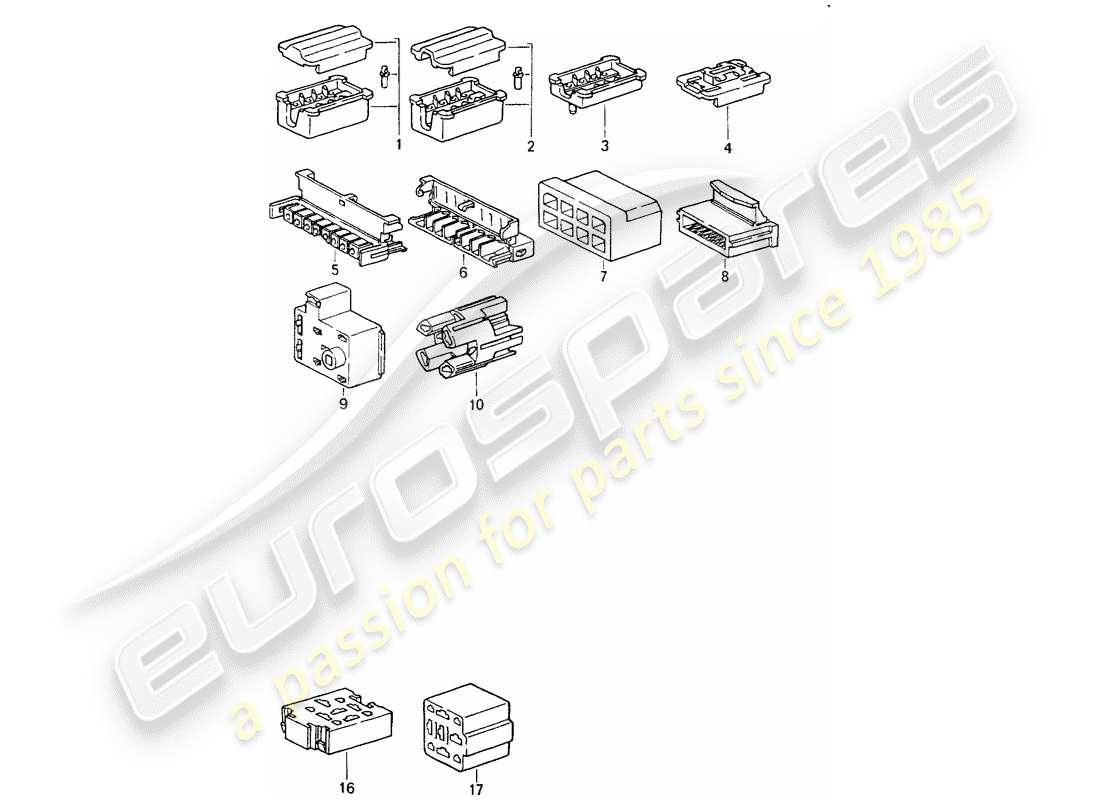 porsche 964 (1991) connector housing - 8-pole - 9-pole part diagram