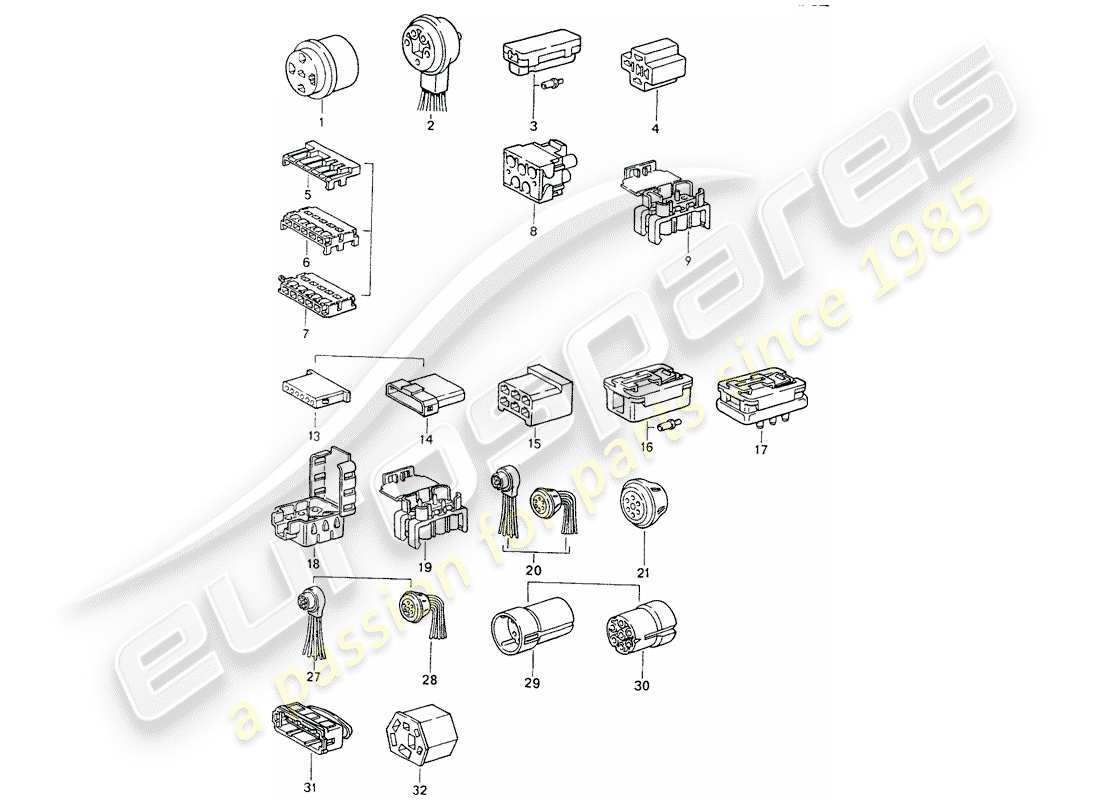 porsche 964 (1993) connector housing part diagram